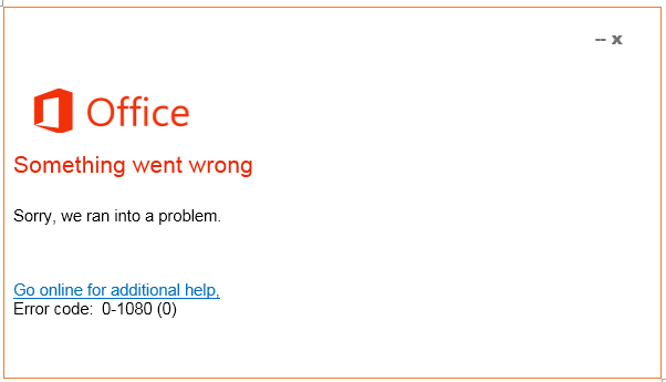 office error code 0-1080 (0)