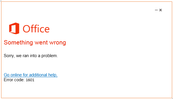 office error code 1601