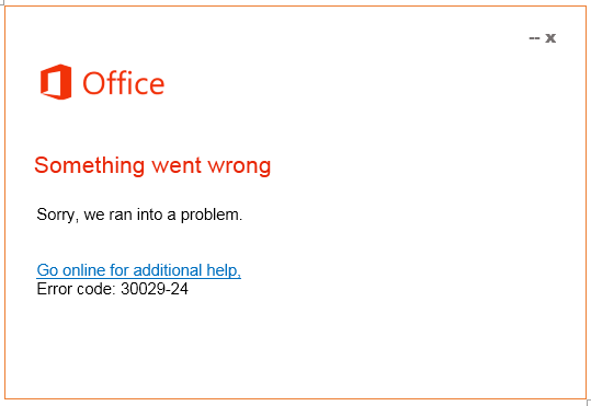 office error code 30029-24