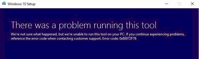error code 0x80072f76
